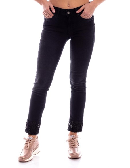 Skinny jeans van denim met Swarovski van Liu Jo