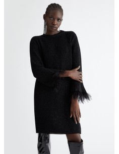 Gebreide jurk met lurex en veren van Liu Jo