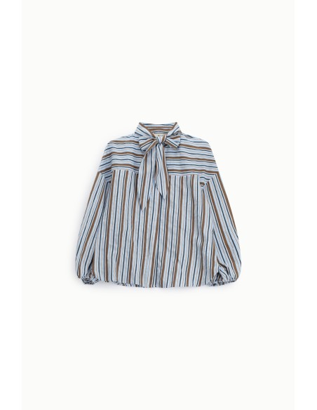 Dixie gestreepte blouse met wijde mouwen en strik