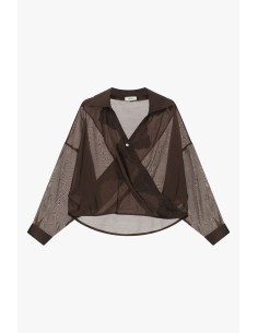 Semitransparante blouse met kant en klassieke kraag van Dixie 2