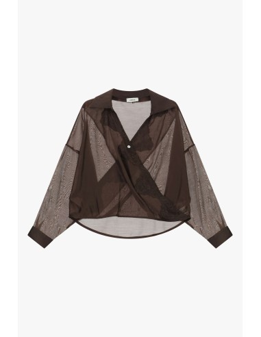 Semitransparante blouse met kant en klassieke kraag van Dixie