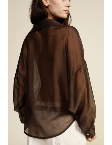 Semitransparante blouse met kant en klassieke kraag van Dixie