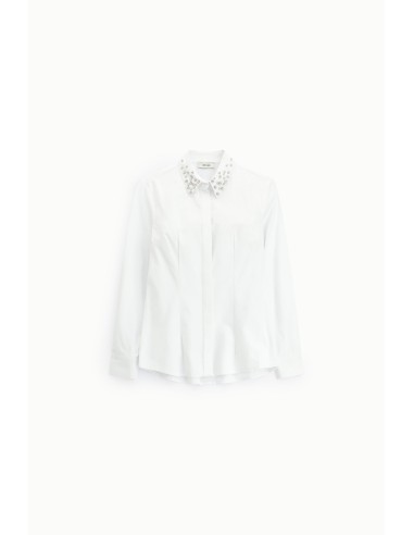 Dixie-blouse met juweelkraag en lange mouwen
