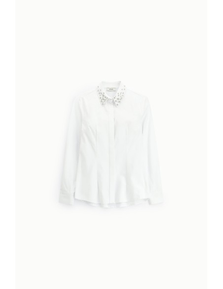 Dixie-blouse met juweelkraag en lange mouwen