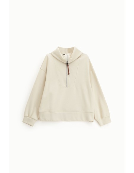 Dixie sweatshirt met ritssluiting, polokraag en lange mouwen
