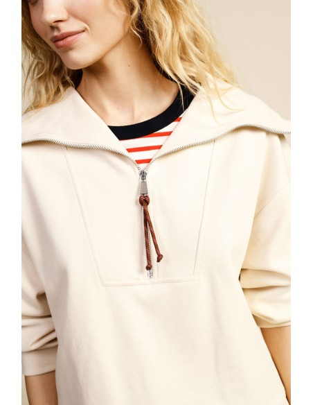 Dixie sweatshirt met ritssluiting, polokraag en lange mouwen