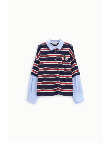 Gestreepte sweatshirt met kraag en aangebrachte badges Dixie