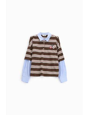 Gestreepte sweatshirt met kraag en aangebrachte badges Dixie