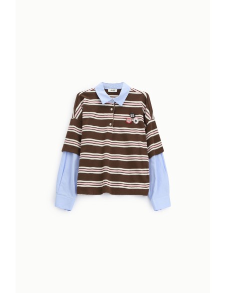 Gestreepte sweatshirt met kraag en aangebrachte badges Dixie