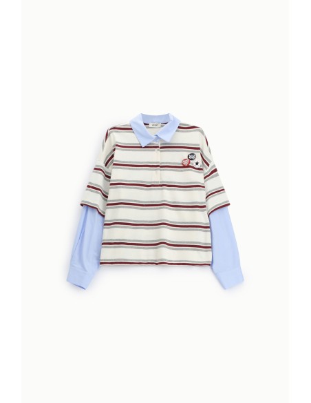 Gestreepte sweatshirt met kraag en aangebrachte badges Dixie