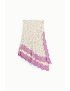 Dixie midi-rok met stippenprint en kanten zoom 2