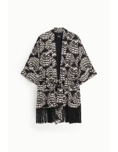 Dixie blazer met print en franjes