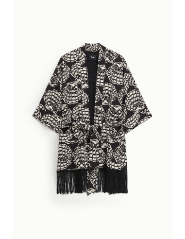 Dixie blazer met print en franjes