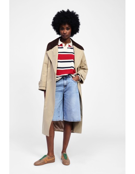 Lange trenchcoat met contrasterende details Dixie