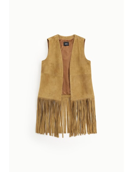 Dixie-vest met lange franjes en rechte snit