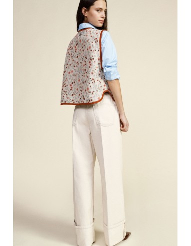 Dixie mouwloos vest met bloemenmotief en knopen