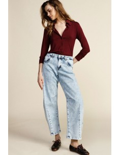 Dixie-jeans met wijde pijpen en contrasterende naden aan de voorkant