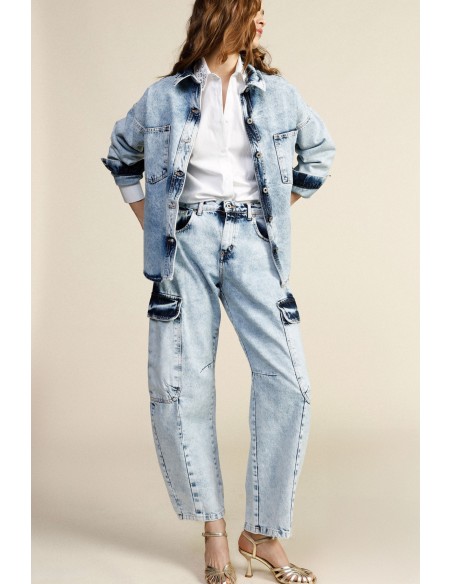 Balloon-fit jeans met cargozakken en Dixie-riem