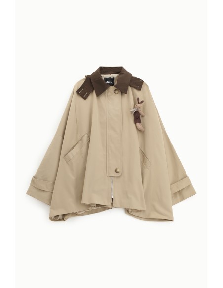 Oversized korte jas met ritssluiting en contrasterende kraag Dixie