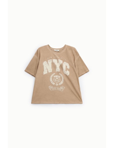 Ruim T-shirt met NYC-print en ronde hals Daily Dixie
