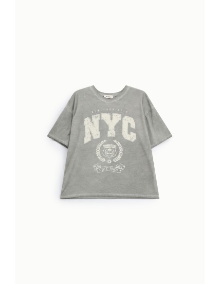 Ruim T-shirt met NYC-print en ronde hals Daily Dixie