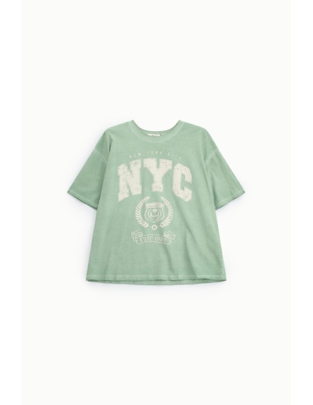 Ruim T-shirt met NYC-print en ronde hals Daily Dixie