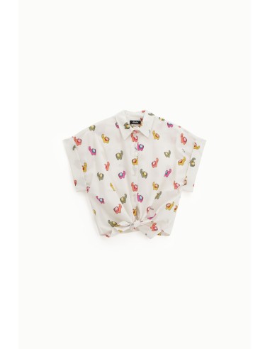 Cropped shirt met fantasieprint en knoop aan de voorkant Dixie