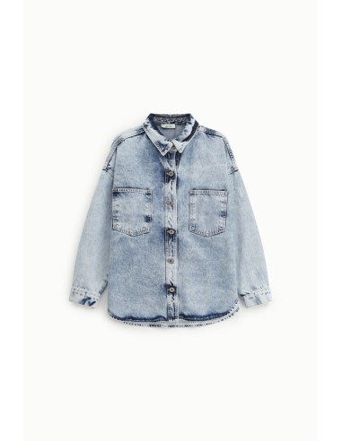 Denim overhemd met ruime pasvorm en opgestikte zakken Dixie
