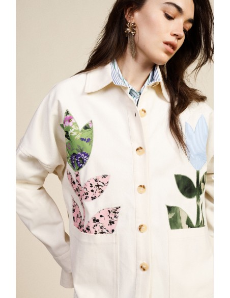 Blazer met bloemapplicaties en zakken aan de voorkant Dixie