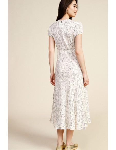 Lange jurk met microstippenprint en V-hals Dixie