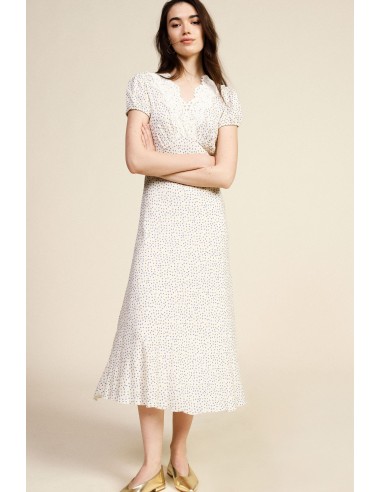 Lange jurk met microstippenprint en V-hals Dixie