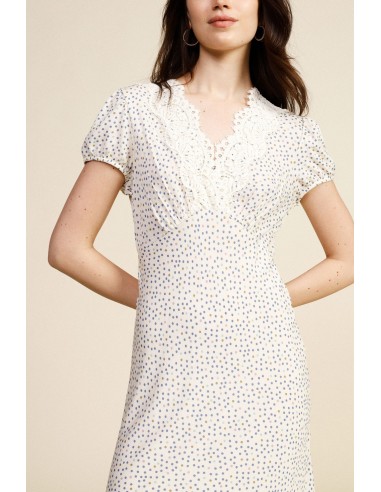 Lange jurk met microstippenprint en V-hals Dixie