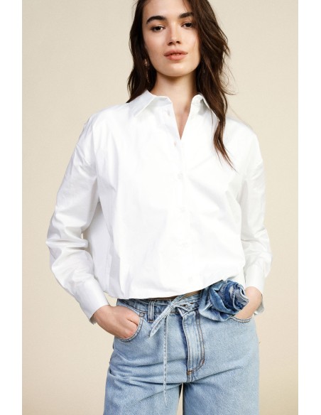 Cropped overhemd met lange mouwen en klassieke kraag Dixie