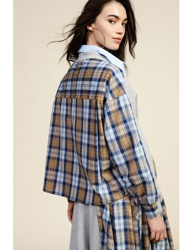 Sweater zonder capuchon met geruite inzetten en knopen Dixie