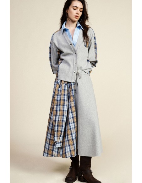 Asymmetrische lange patchworkrok met trekkoord Dixie