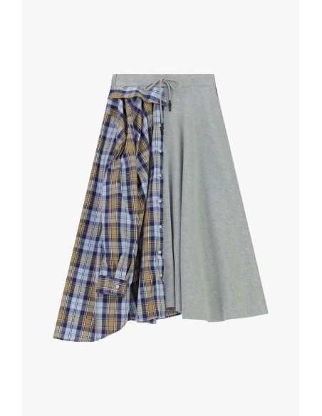 Asymmetrische lange patchworkrok met trekkoord Dixie