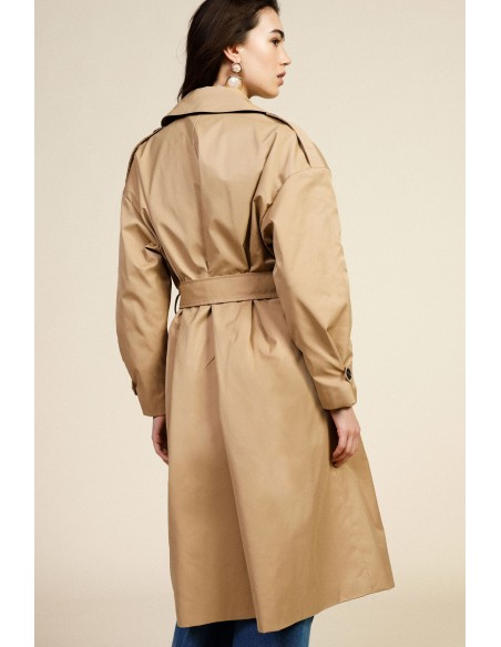 Dixie trenchcoat met dubbele rij knopen, riem en brede revers