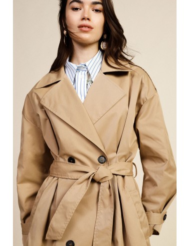 Dixie trenchcoat met dubbele rij knopen, riem en brede revers
