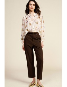 Dixie cropped broek met hoge taille en vouw aan de voorkant