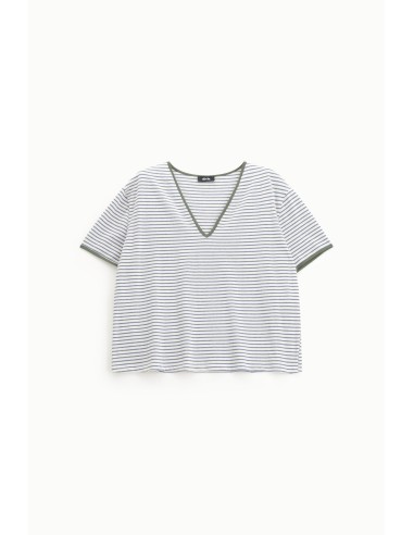 Gestreept T-shirt met V-hals Dixie