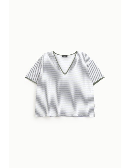 Gestreept T-shirt met V-hals Dixie