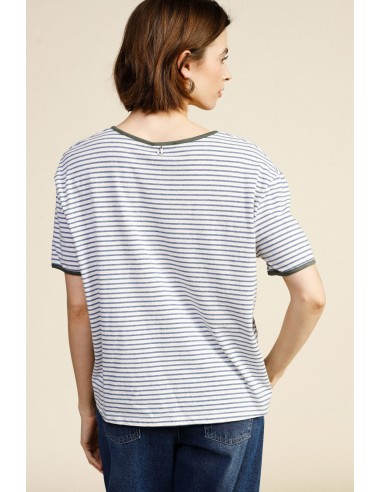 Gestreept T-shirt met V-hals Dixie