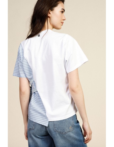 Asymmetrisch T-shirt met korte mouwen en strikken Dixie