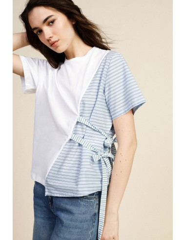 Asymmetrisch T-shirt met korte mouwen en strikken Dixie