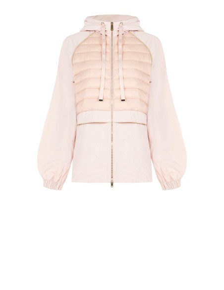Middellange parka van nylon met capuchon en gewatteerde details van Rinascimento