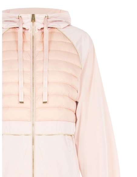 Lange nylon parka jas met capuchon en gewatteerde details van Rinascimento