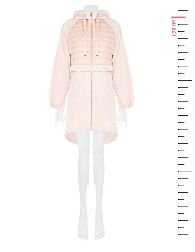 Lange nylon parka jas met capuchon en gewatteerde details van Rinascimento