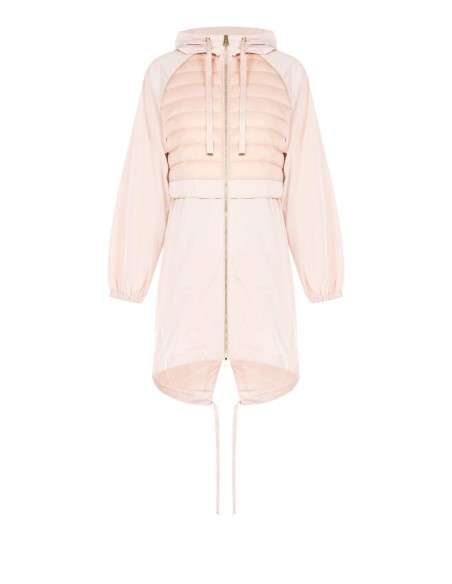 Lange nylon parka jas met capuchon en gewatteerde details van Rinascimento