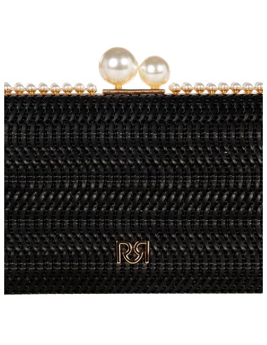 Gevlochten harde clutch met stro-effect, parelafwerking en afneembare kettingschouderriem Rinascimento