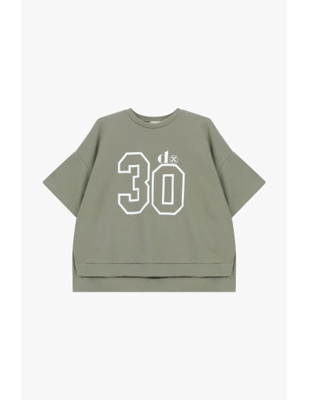 Oversized T-shirt met nummerprint en zijsplitten Dixie